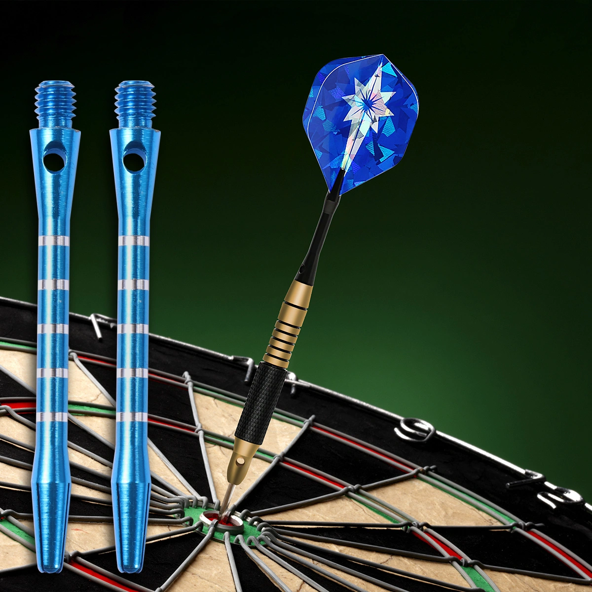 20PCS Standard 2BA Screw Thread Dart Shafts Aluminium Alloy Darts Accessories Metal Stems Alloy Pole Rod with 20PCS Rings (Blue)