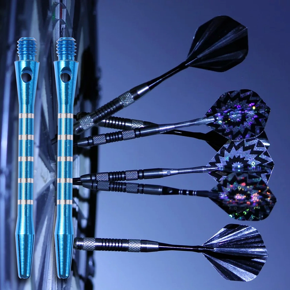 20PCS Standard 2BA Screw Thread Dart Shafts Aluminium Alloy Darts Accessories Metal Stems Alloy Pole Rod with 20PCS Rings (Blue)