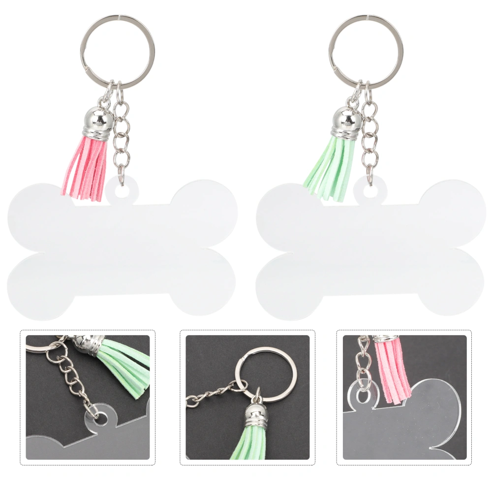 10pcs Creative Bone Charm Keychain Pendant Sublimation Blanks Keychains with Tassels