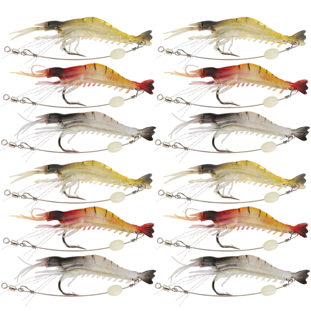 3pcs Lures Shrimp Bait Set for Freshwater/ Saltwater Trout Bass Salmon Fishing (Light Yellow & Red & Transparent)