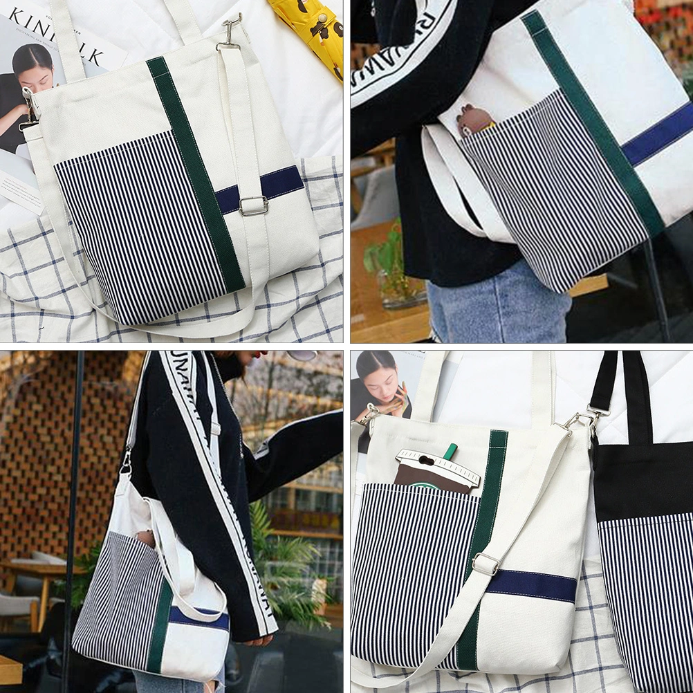 1pc Simple Large Capacity Canvas Bag Cross Body Bag Shopping Shoulder Bag