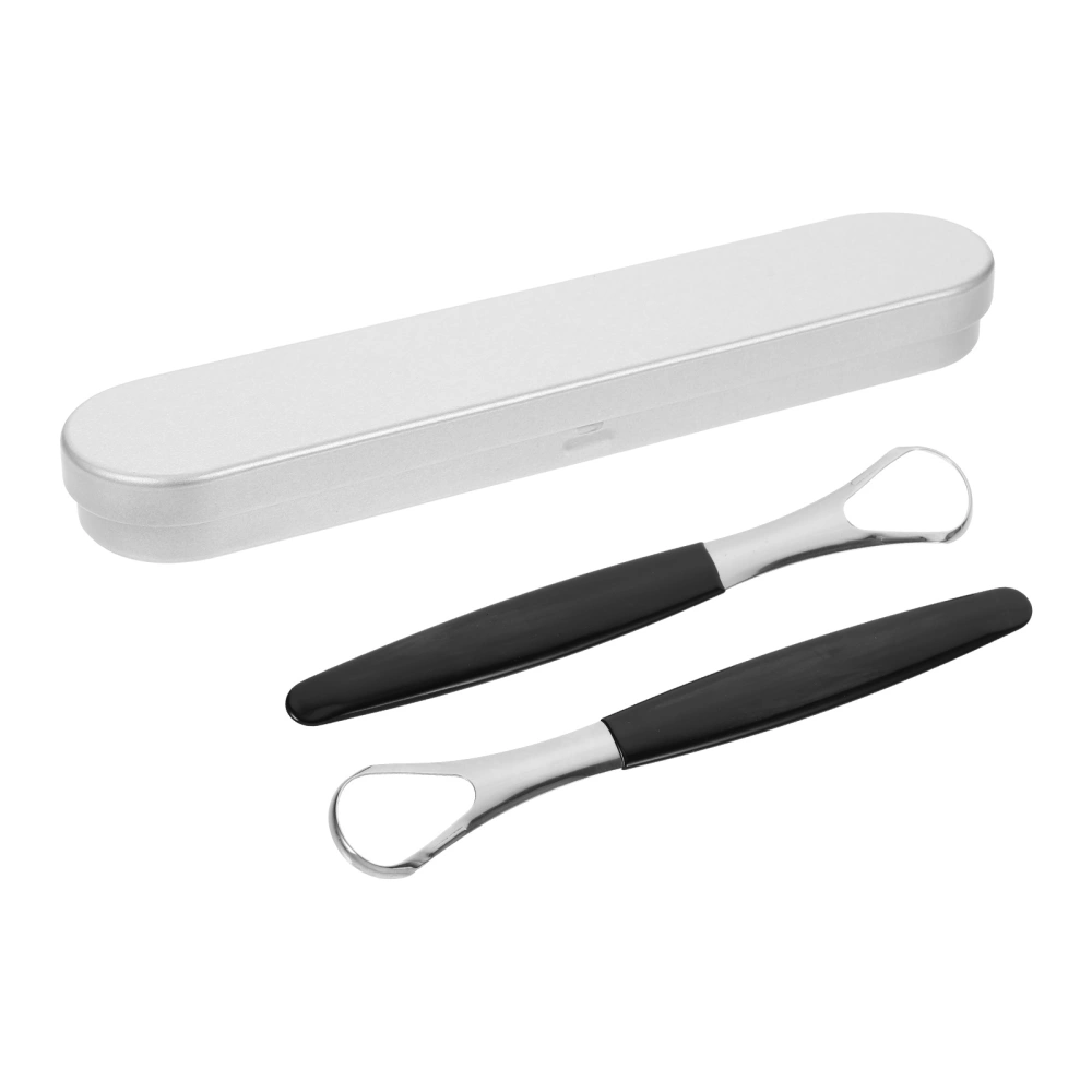 1 Set of Tongue Scraper Stainless Steel Tongue Cleaner Portable Tongue Scraper with Box