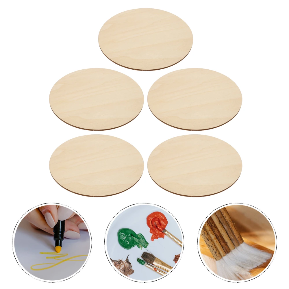 5pcs Round Wood Board Unfinished Wood Circles Round Wood Discs for DIY