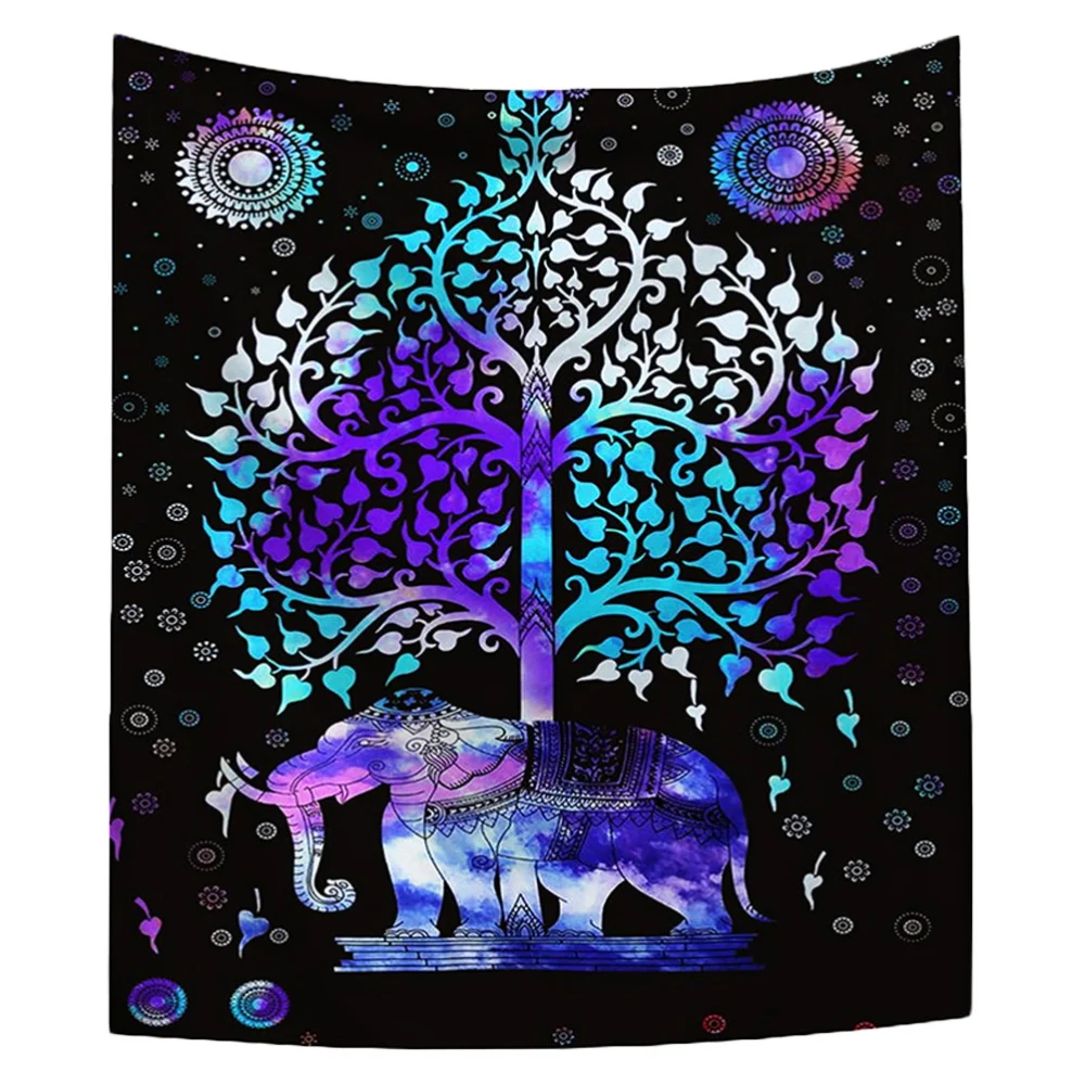 Wall Tapestry Elephant Wall Art Hanging Backdrop Tapestry Decorative Beach Blanket Beautiful Shower Curtain (Purple)