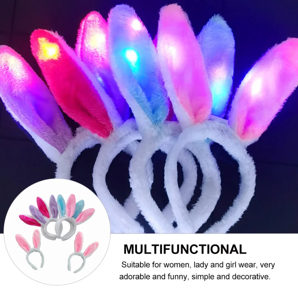 6Pcs Plush Rabbit Ears Toys Concert Party Fun Toys Luminous Rabbit Ears Headband