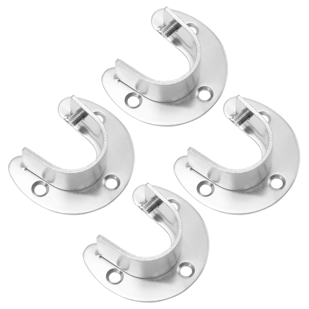 1 Set Wardrobe Closet Rod Brackets Bases Clothes Rod Seats Hanger Pipe Holders with Screws