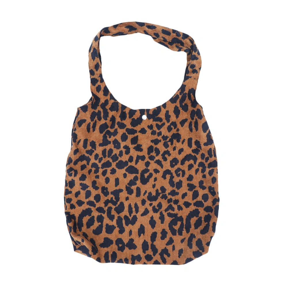 Leopard Shoulder Bag Corduroy Storage Handbag for Female Women Ladies (Vest Bag)