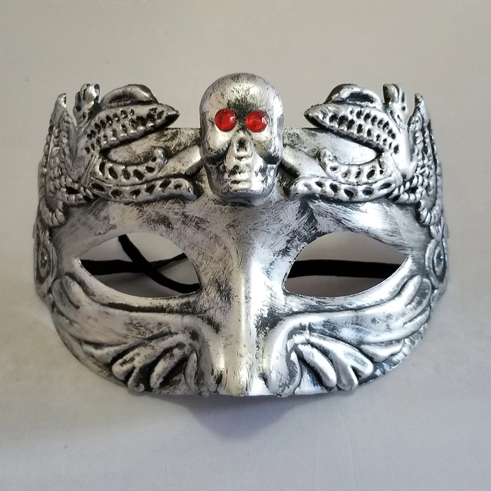 Half Masquerade Mask Skull Halloween Party Favors Mask for Costume Fancy Dress Cosplay (Silver)