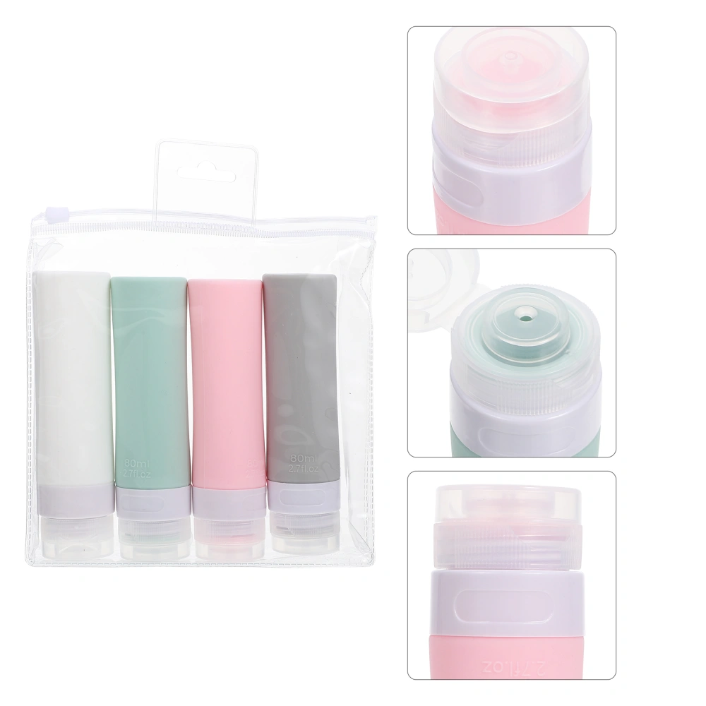 1 Set of Portable Shampoo Bottles Silicone Lotion Sub Bottles Travel Lotion Dispensers