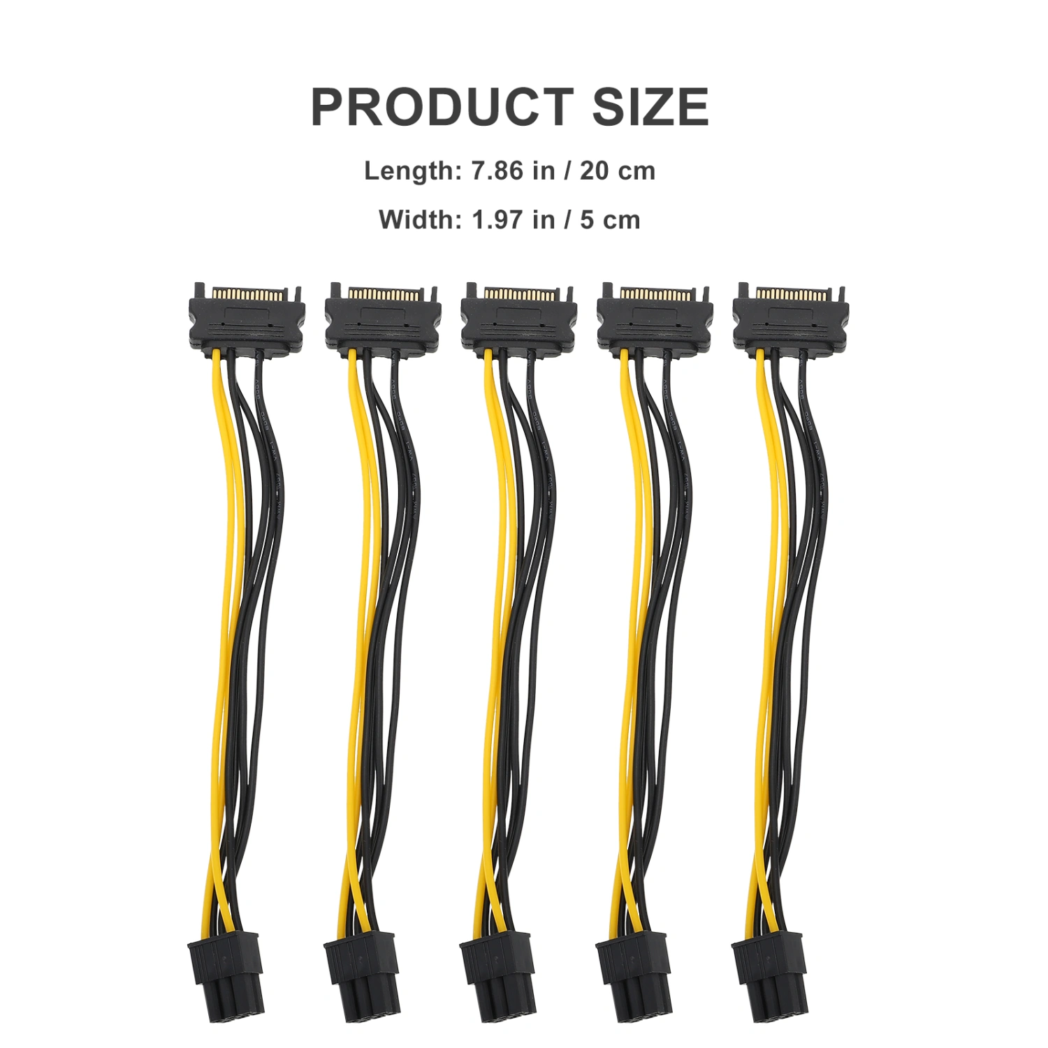 5 PCS Graphics Card Extension Cable 15Pin SATA to 6pin PCI-E Cord Accessory