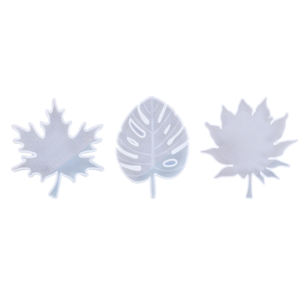 1 Set of 3pcs DIY Coaster Molds Silicone Epoxy Resin Molds Casting Maple Leaf Shaped Cup Mat Making Molds (1pc Leaf Shaped - Size S 2pcs Maple Leaf Molds - Size S and L)