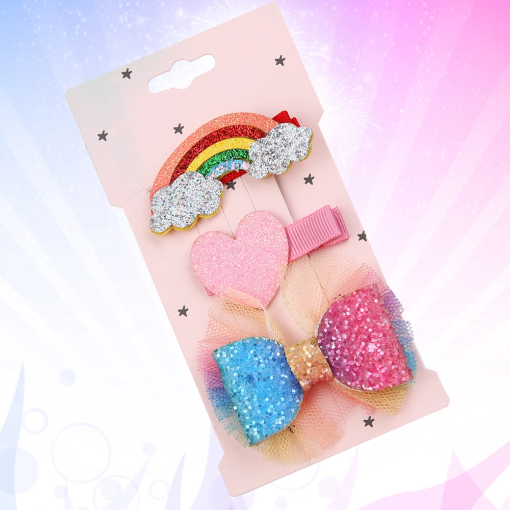 3 pcs Lace Bow Rainbow Cloud Love Hairpin for Halloween Christmas Decoration