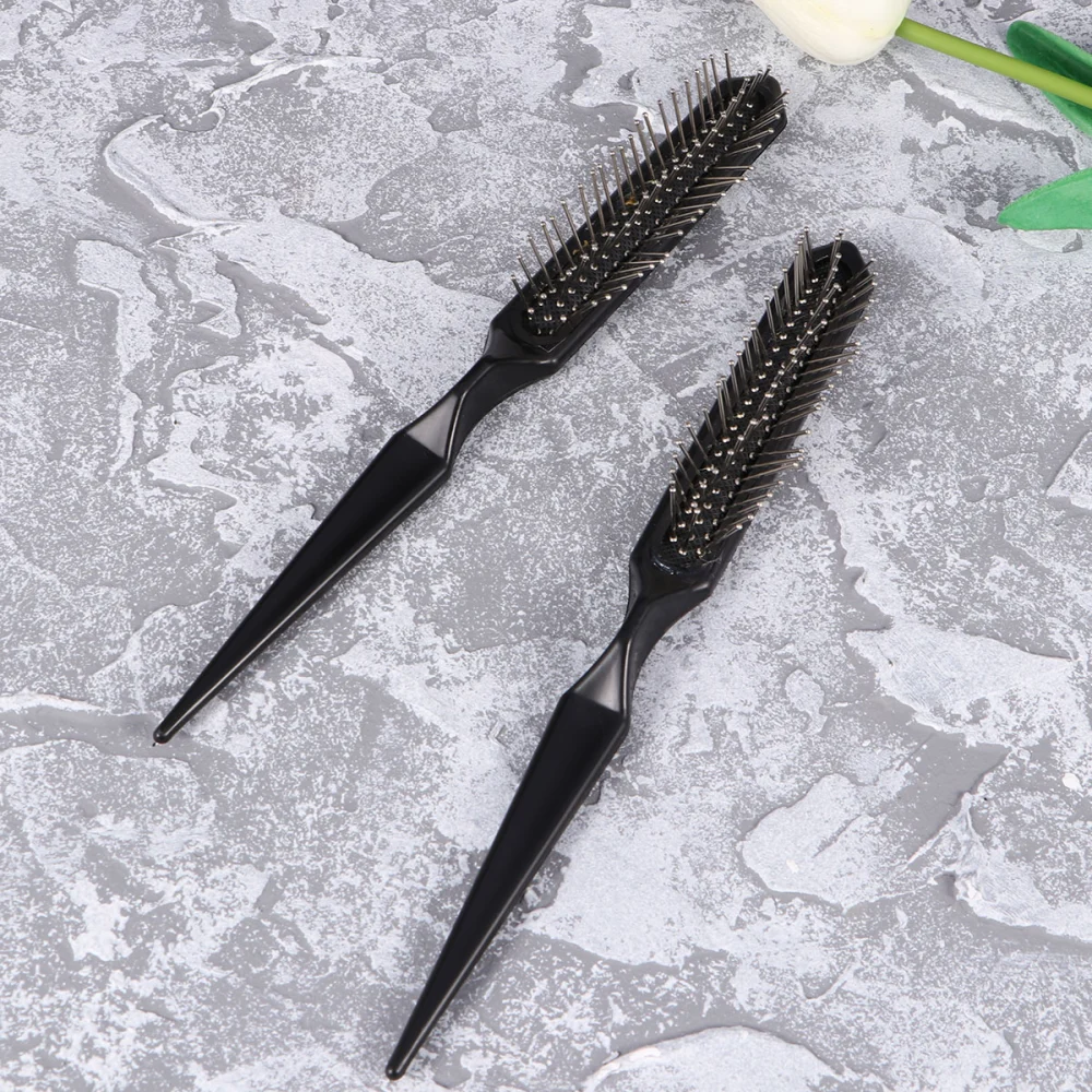 2pcs Wig Brush Professional Pointed Tail Airbag Brush Hair Extension Brush for Women Girls (Black)