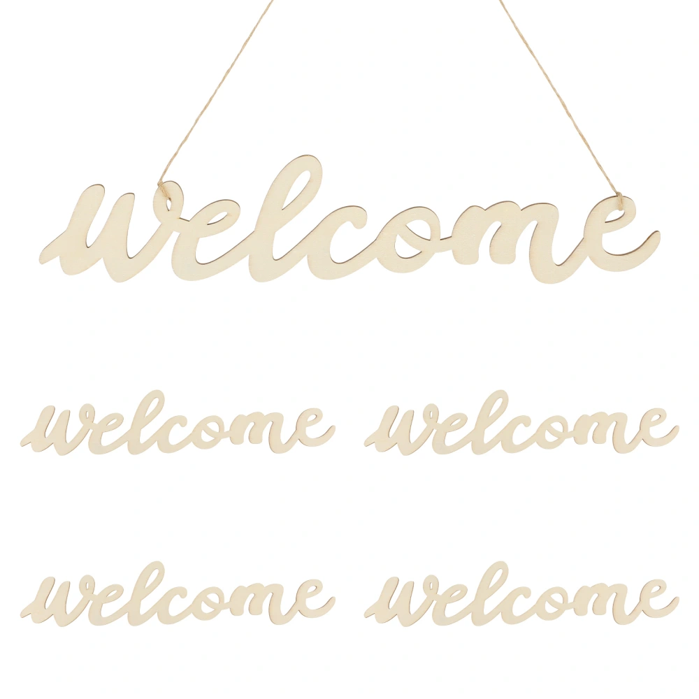 NUOBESTY 1 Set Wooden Welcome Cutout Sign Front Door Hanging Ornament Doorplate Decor for Home Restaurant Bar Coffee with Hanging Ropes