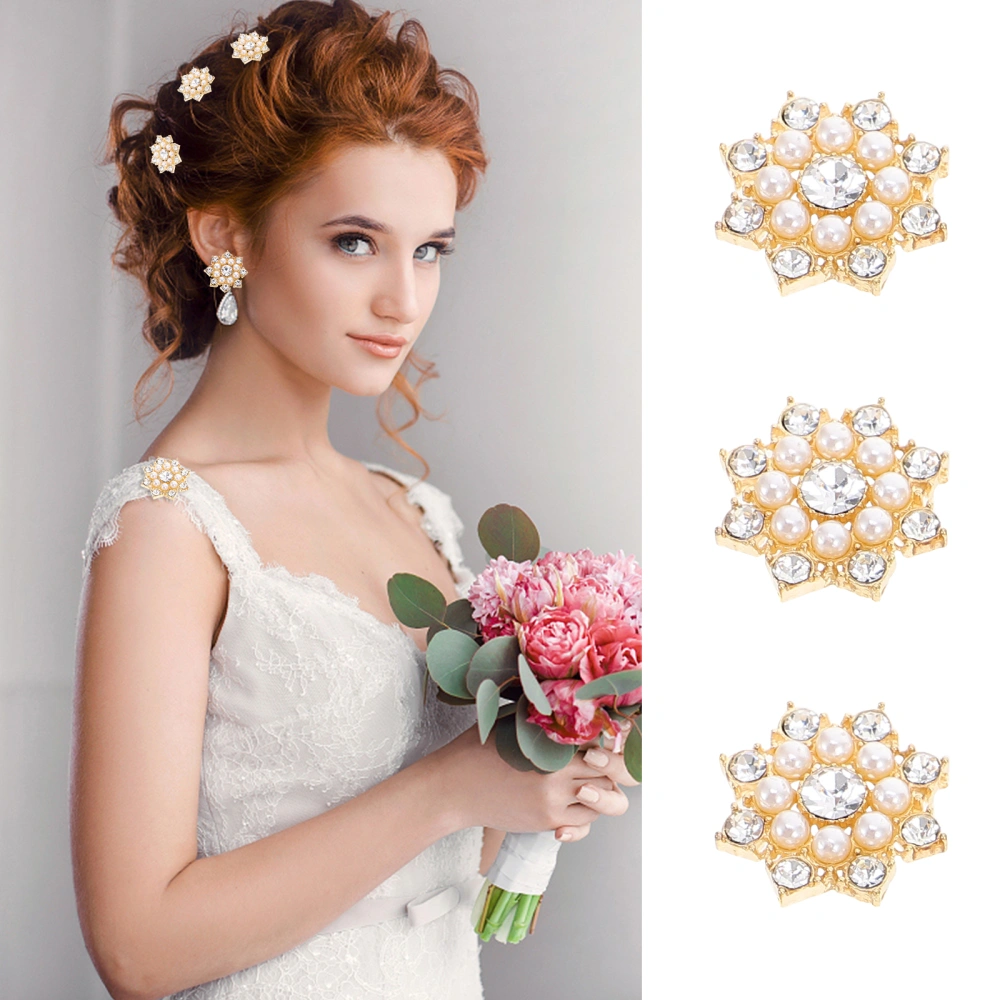 50pcs Delicate Snowflake DIY Material Creative Crystal Pearl Decor for Hair Clip