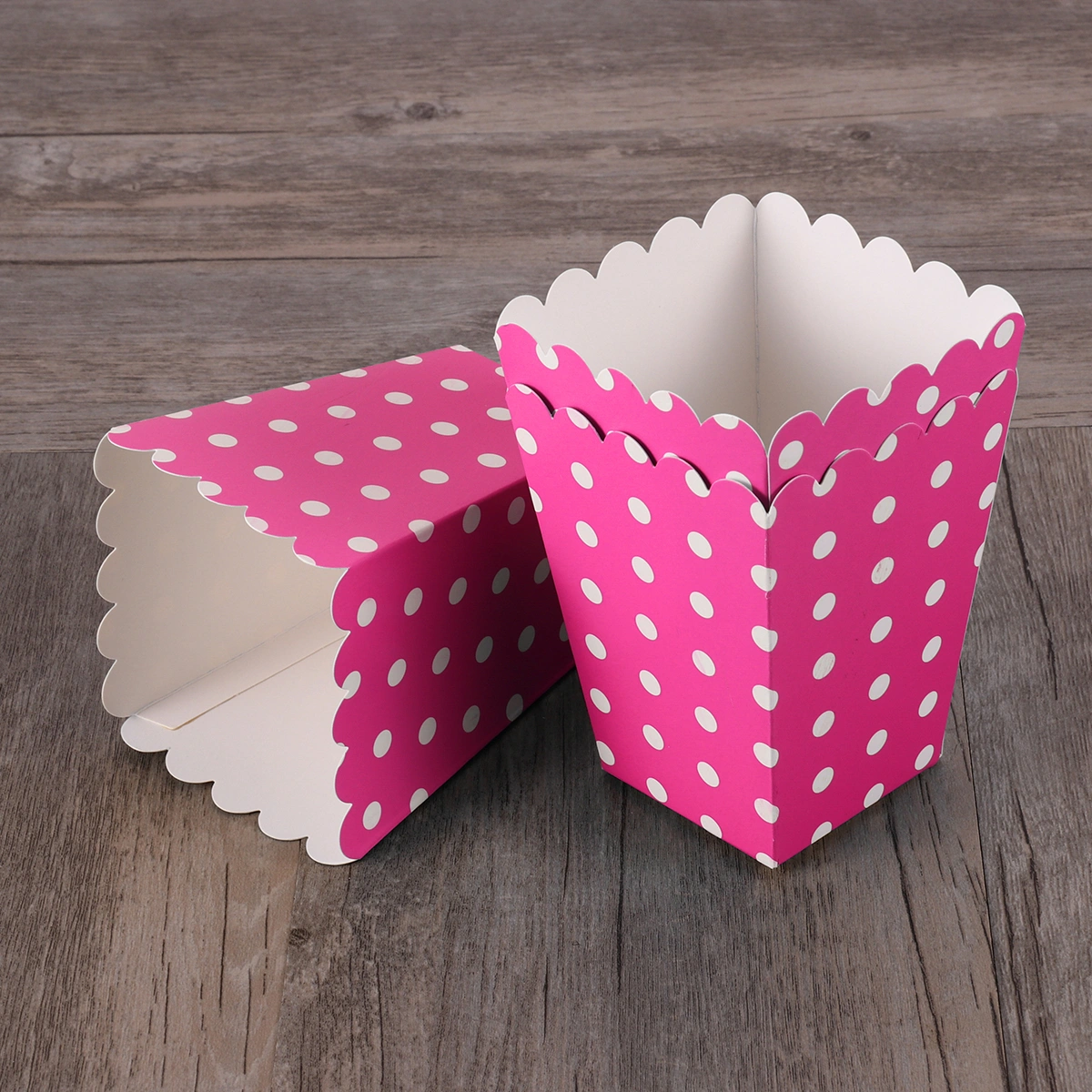 24pcs Popcorn Boxes Holder Containers Cartons Paper Bags Dot Design Snack Box for Movie Theater Dessert Tables Wedding Favors (Rose Red)