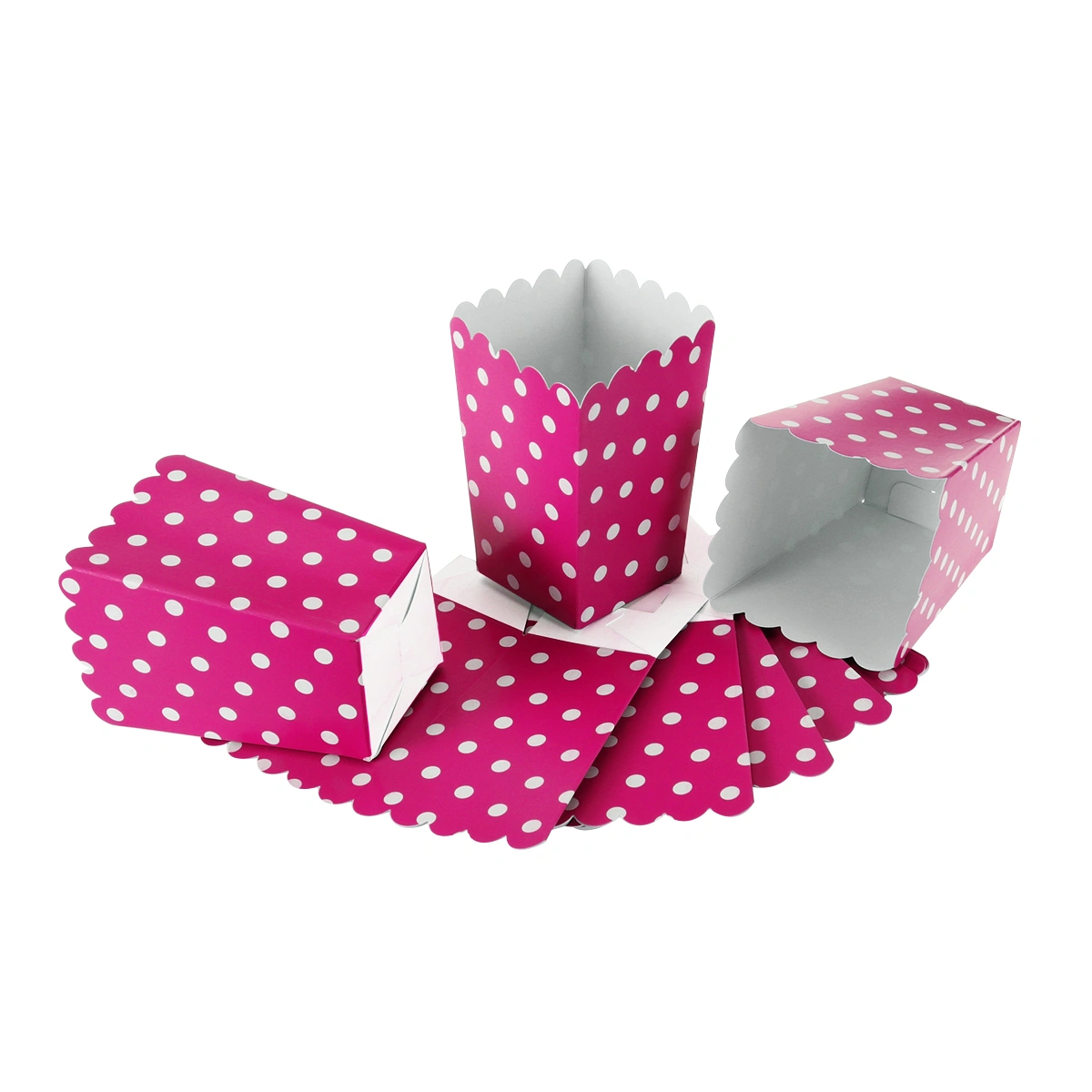 24pcs Popcorn Boxes Holder Containers Cartons Paper Bags Dot Design Snack Box for Movie Theater Dessert Tables Wedding Favors (Rose Red)