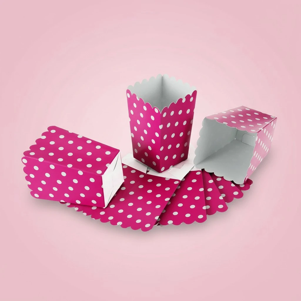 24pcs Popcorn Boxes Holder Containers Cartons Paper Bags Dot Design Snack Box for Movie Theater Dessert Tables Wedding Favors (Rose Red)