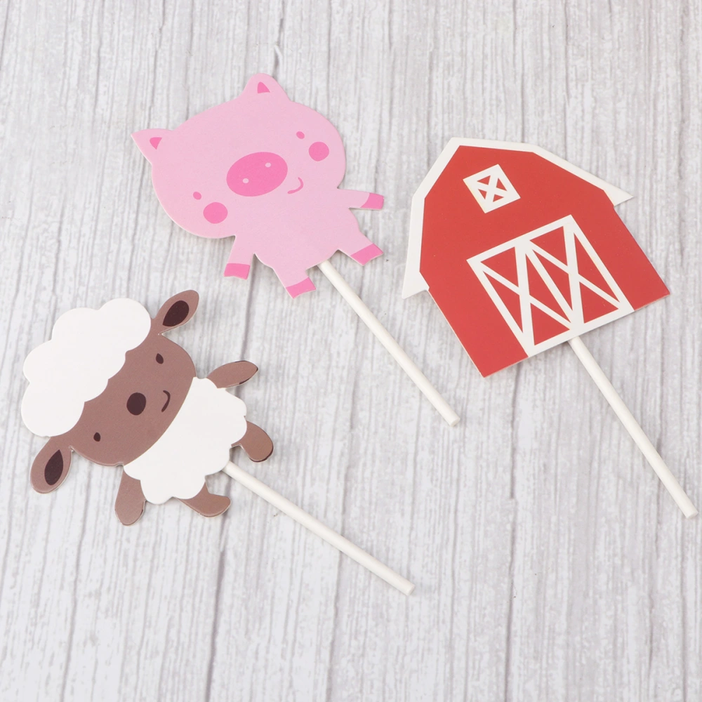 18 Pcs Farm Themed Paper Cake Toppers Adorable Animals Cake Decorating Cake Inserts Pasture Cake Pics for Birthday Party