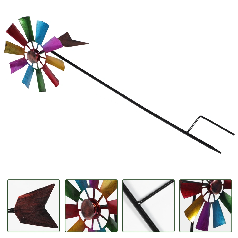 Iron Art Windmill Garden Ground Inserted Pinwheel Outdoor Rotatory Windmill