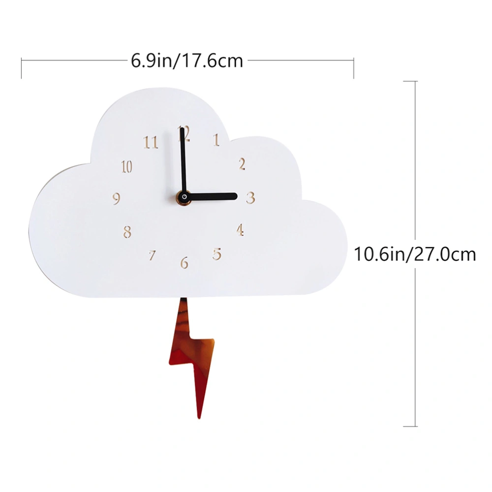 1Pc Wall Clock Lovely Kids Room Decor Cloud Shape Clock for Bedroom (White)