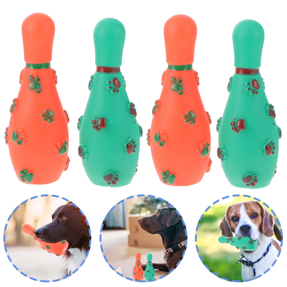 4Pcs Pet Dog Chew Toys Bowling Balls Toys Puppy Squeaky Toys Dog Interactive Toys