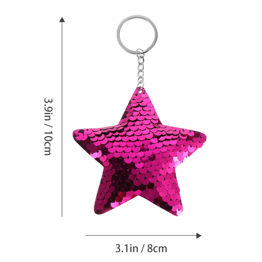 8pcs Flipping Sequin Star Shape Key Rings Glitter Christmas Keychains Gifts