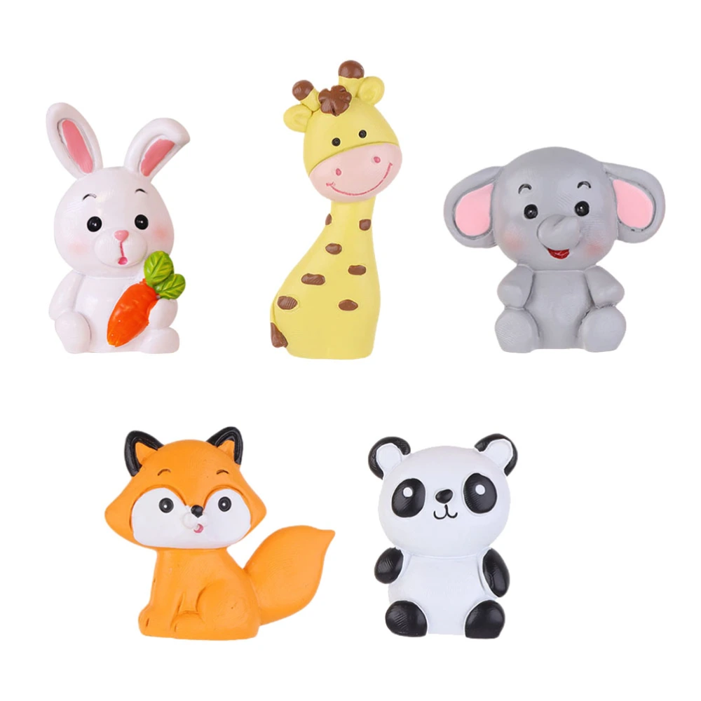 5pcs Decorative Cake Toppers Cartoon Animal Pattern Cake Toppers Resin Cake Insert Cards Cupcake Decor (Assorted Color)