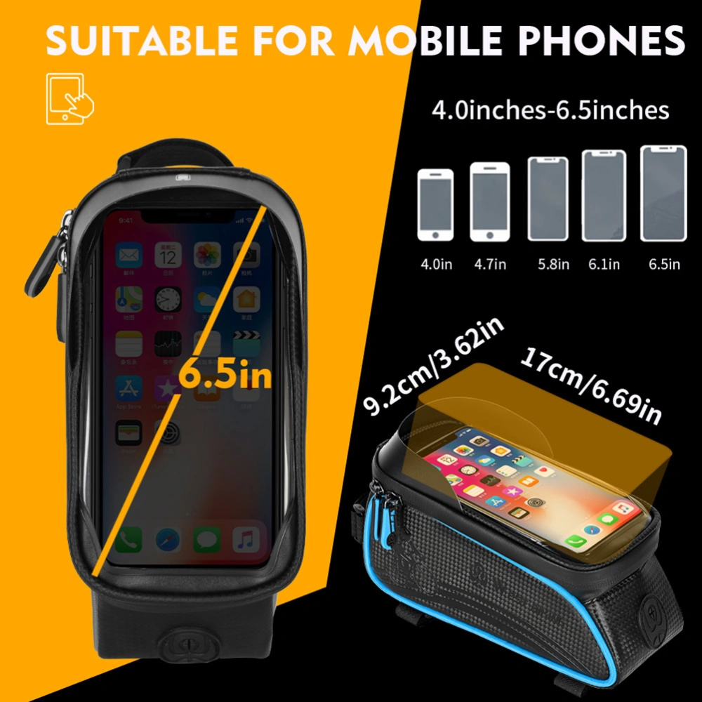 6 Inch Waterproof Front Frame Touch Phone Bag Portable Cycling Phone Mount Bag