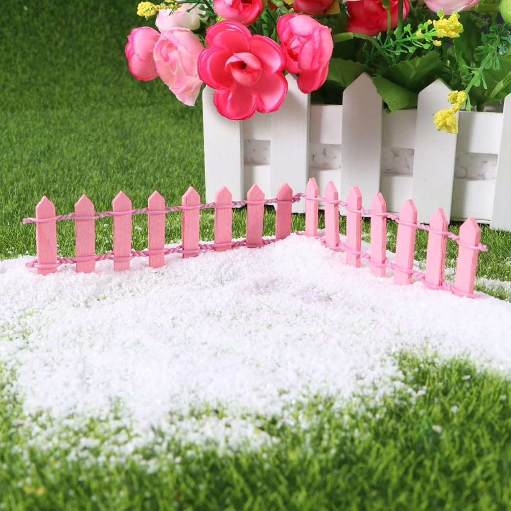 Mini Small Wood Fence DIY mini house Fairy Garden Micro Plant Pot Decor Bonsai Terrarium Ornament (Pink)