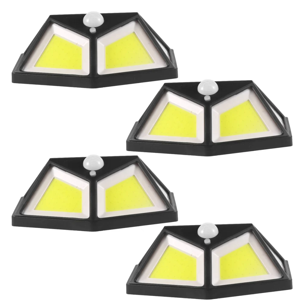 4 PCS Solar Power Street Lamp 4-sided Motion Sensor Lamp Waterproof Wall Lights Outdoor Garden Light for Yard Front Door Garage