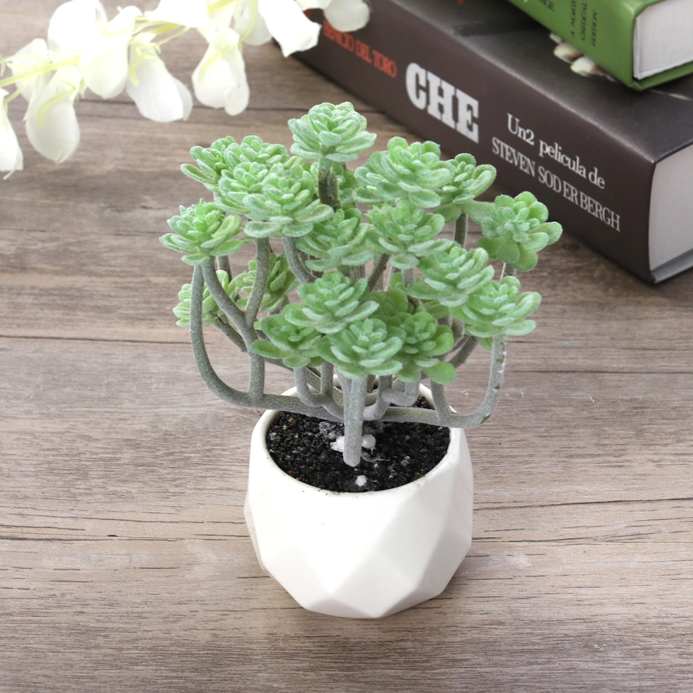 Simulation Succulents Artificial Green Plants Flower for Office Home Garden Decoration(Flocking Green)