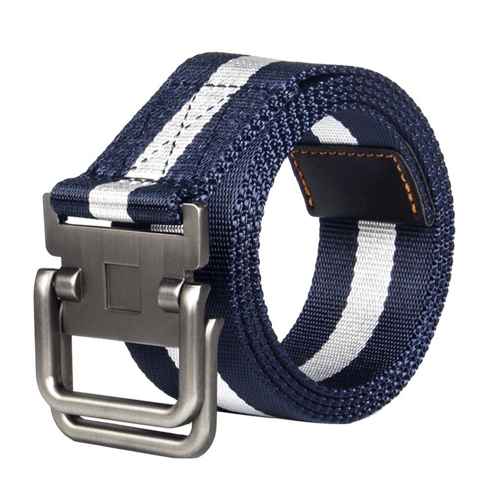 Tactical Belt Heavy Duty Waist Belt Metal Buckle Adjustable Military Style Nylon Belts Waist Belt (Blue and White)