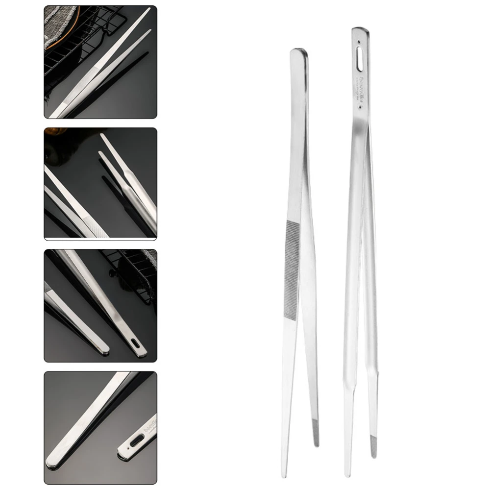 2Pcs Stainless Steel Steak Clips Kitchen Baking Tweezers Tongs Korean Barbecue Tongs Kitchen Supplies