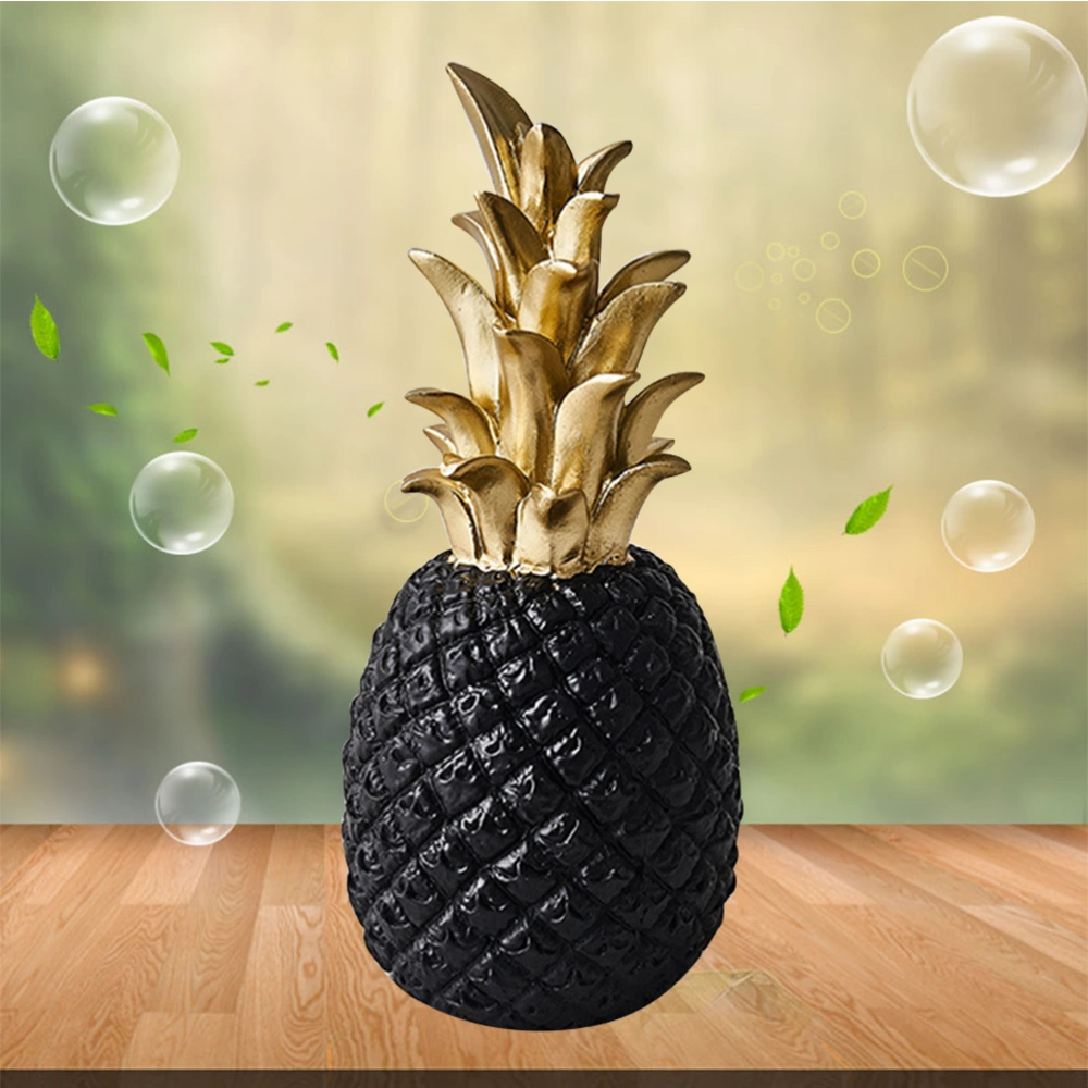 Creative Modern Resin Pineapple Shaped Ornament Gift Home Desktop Decoration Wedding Decor(Black,Small)