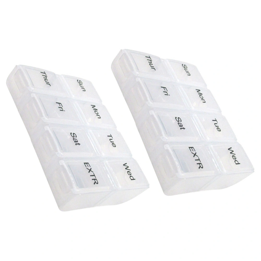 2pcs Weekly Pills Box Detachable Eight-grids Pills Case Convenient Pills Container