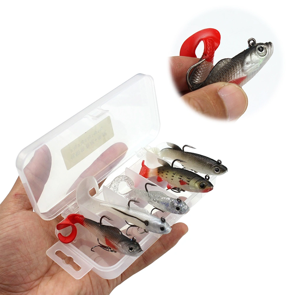 5PCS Luya Bait Lure Set Simulation Fishing Accessory with Jig Lead Fishing Hooks Vivid Bait with Box