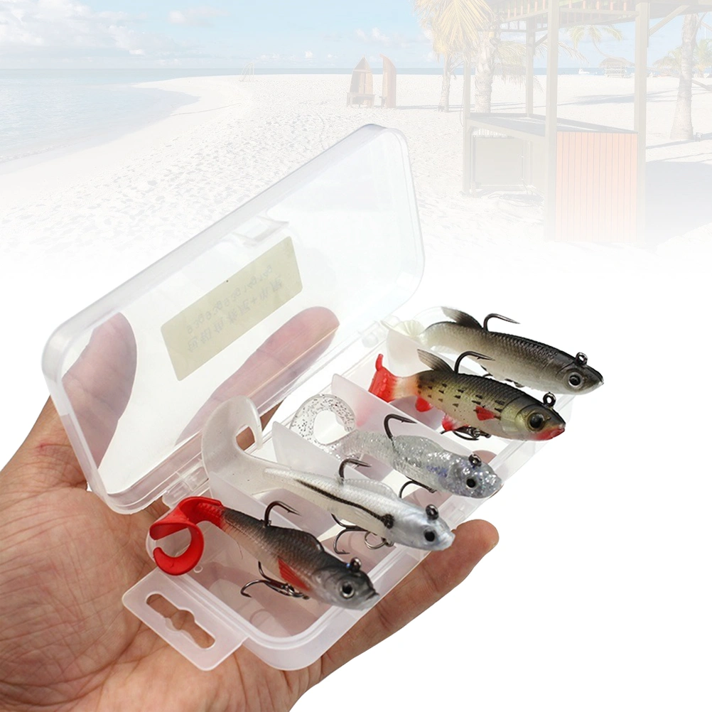5PCS Luya Bait Lure Set Simulation Fishing Accessory with Jig Lead Fishing Hooks Vivid Bait with Box