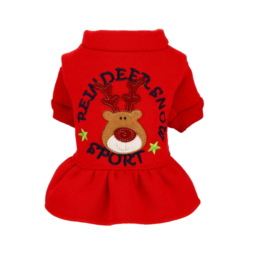 1Pc Dog Christmas Skirt Adorable Elk Pattern Puppy Dress Pet Clothing for Autumn Winter (Red Size XS)