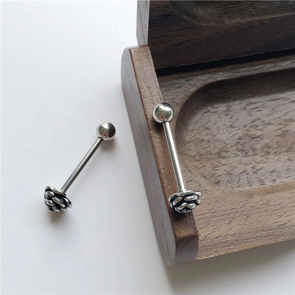 2pcs Rose Tongue Rings Stud Bars Hypoallergenic Surgical Steel Tongue Body Piercing Jewelry for Man Women