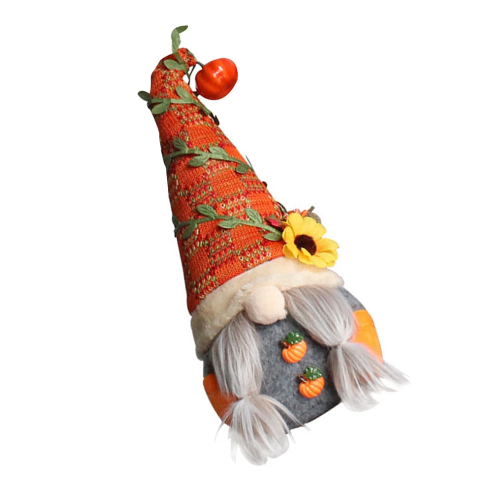 1Pc Thanksgiving Party Decor Pumpkin Sunflower Gnome Doll Lovely Party Decor