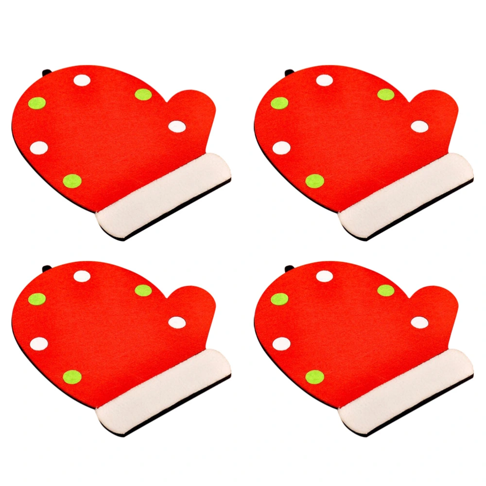 4pcs Christmas Non-woven Cup Mats Heat Resistant Coasters Placemat for Home Restaurant (Glove)