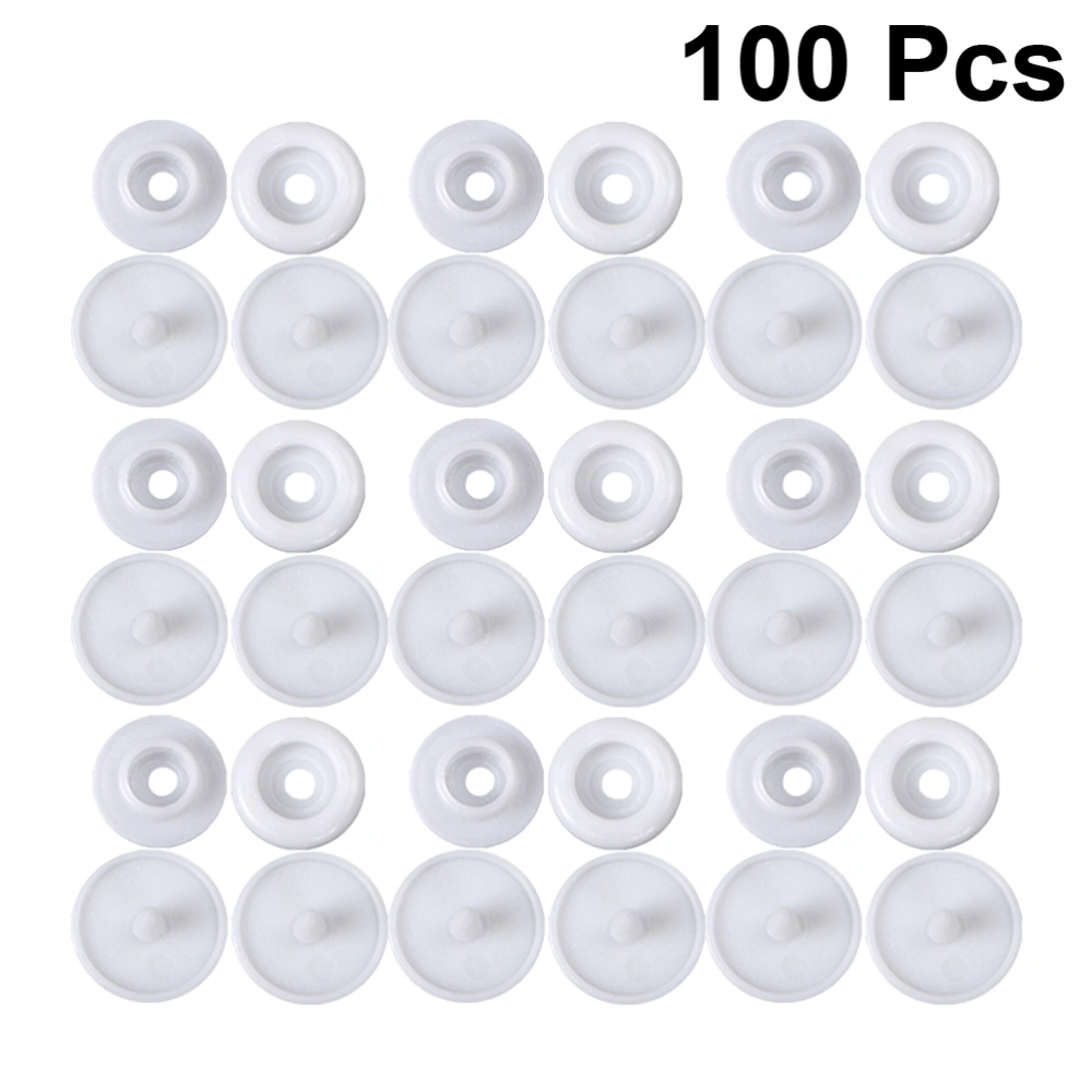 100 Sets T3 Plastic Button Snaps Sewing Fastener Clothing Accessories Buttons Set (White)