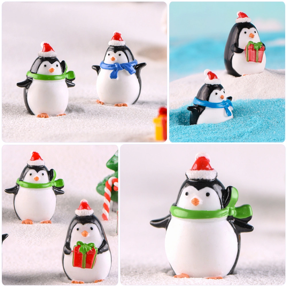 6pcs Christmas Miniature Penguin Creative Micro Lovely Ornament (Random Color)