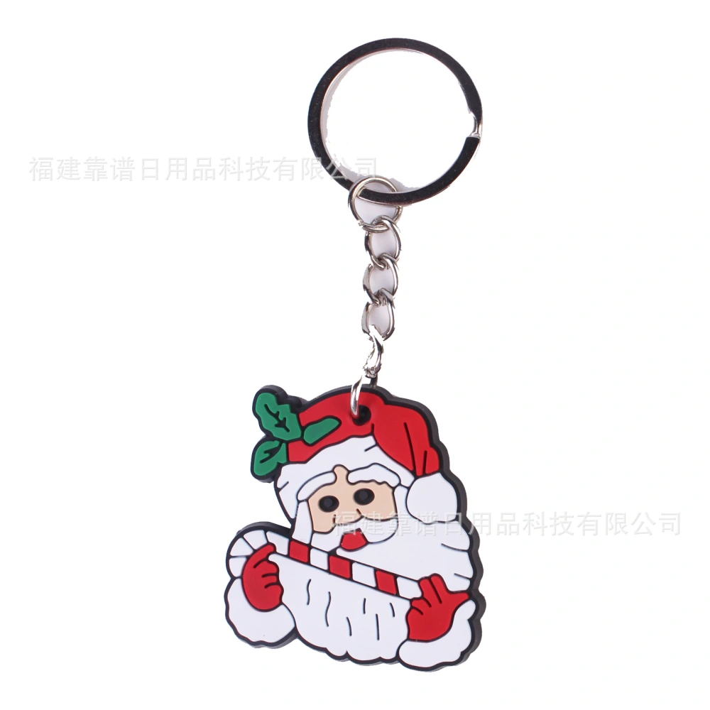 10pcs Adorable Christmas Keychain Pendant Cartoon Santa Claus Key Chain Xmas Gift Option