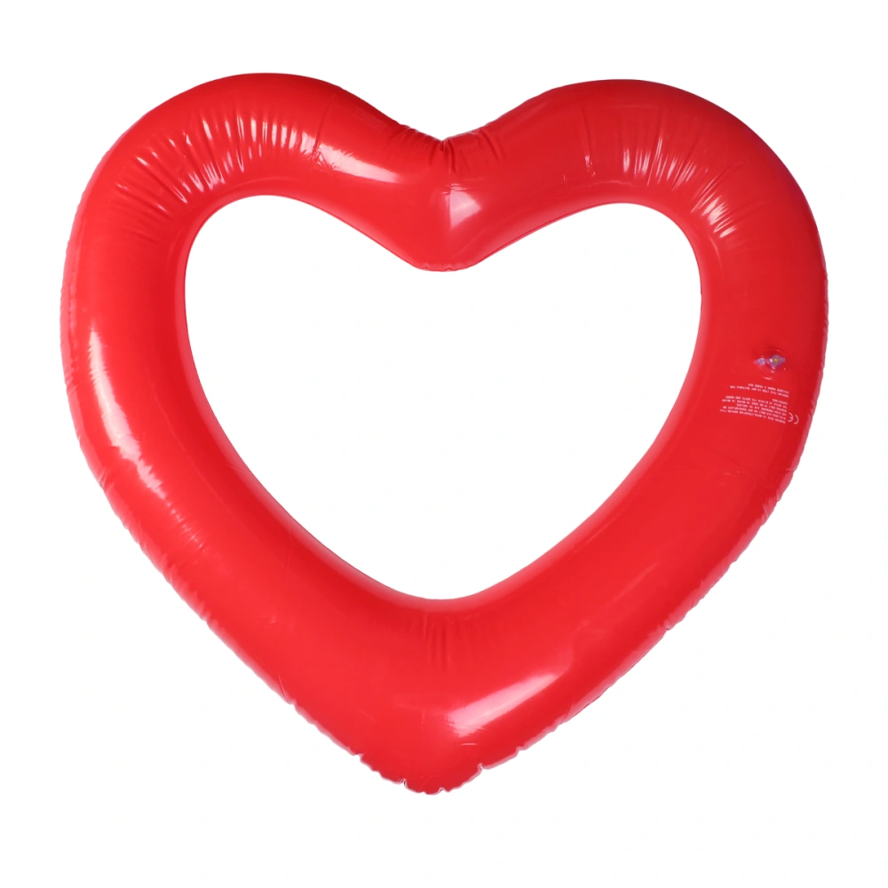 Heart Shaped Swim Ring Inflatable Swimming Ring Summer Swimming Pool Toy (Red 120x90cm)