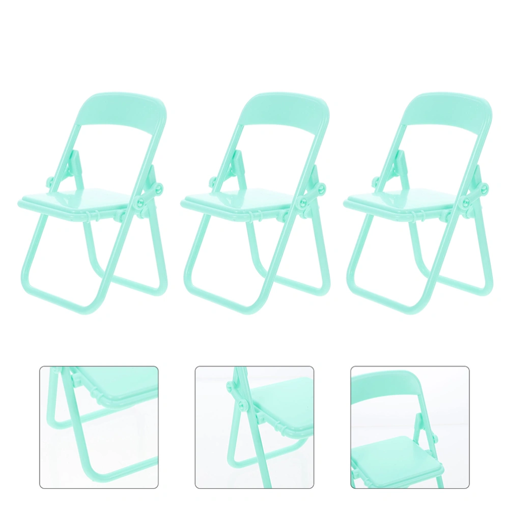 3Pcs Miniature Folding Chair Crafts Mini House Foldable Chair Ornaments Miniature Chair Models