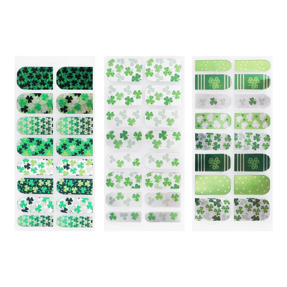 6 Sheets DIY Clover Nail Art Sticker Self-adhesive Nail Tip Decal Safe Manicure Decoration for Women Girls (1#+6#+7#)