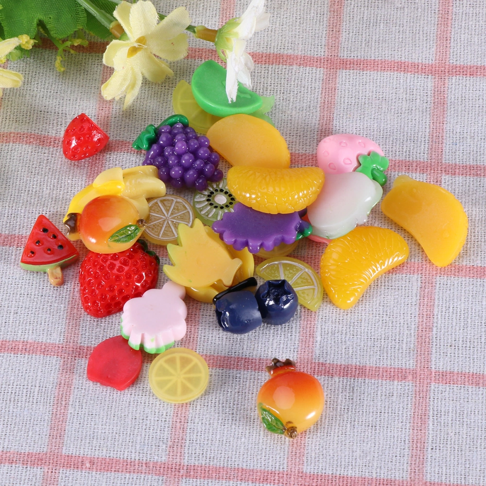 30pcs Fruit Series Sticker Resin DIY Sticker Craft Ornament for Jewelry Phone Case Photo Frame