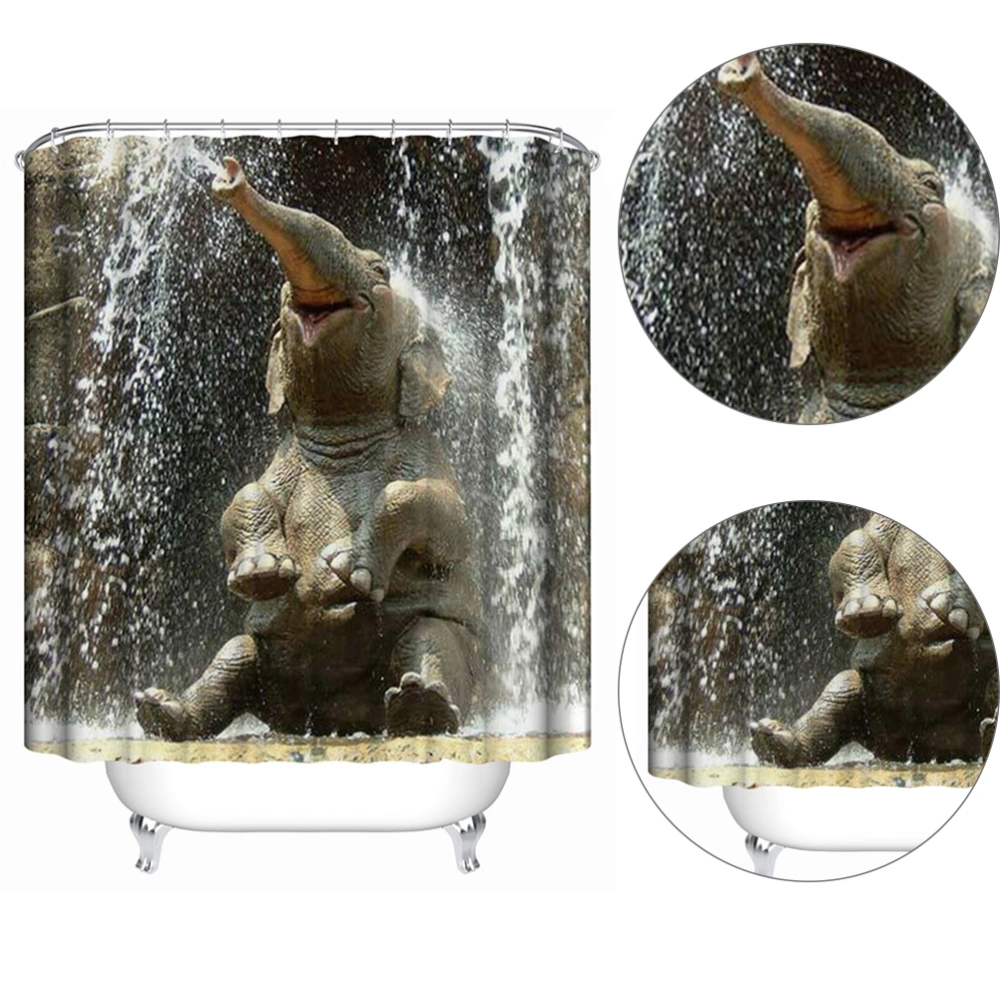 3D Digital Printing Waterproof Bathroom Shower Curtain Polyester Fabric Bathroom Curtain 180x180cm (Elephant)